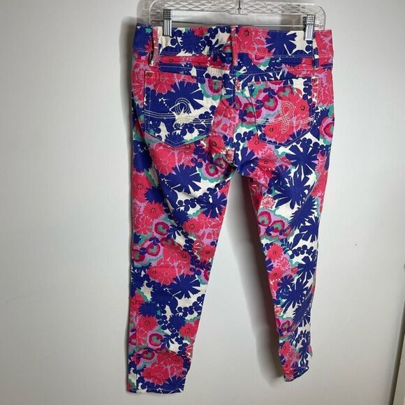 Lilly Pulitzer Worth Skinny Mini Print Secret Garden Floral Cropped Jeans 6 Pink - Picture 8 of 8